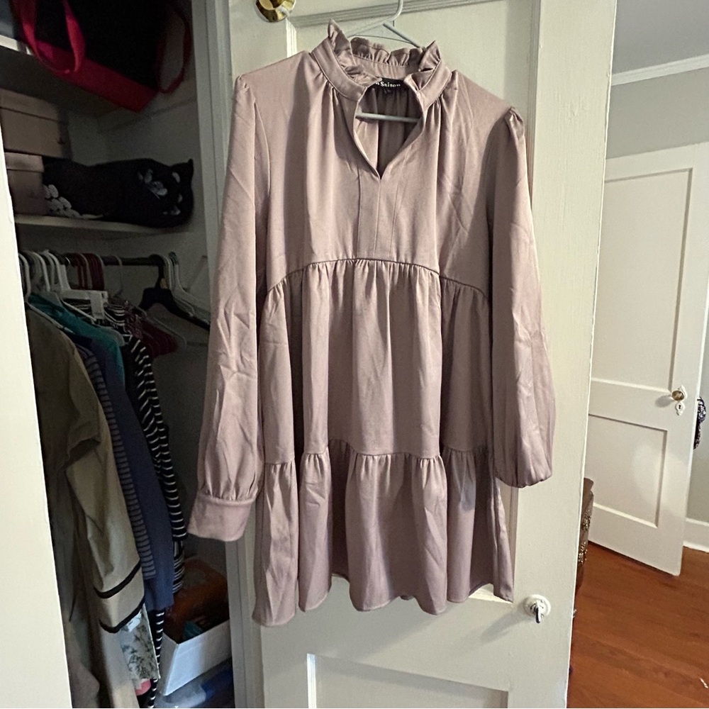 En Saison Mauve Long-Sleeve Dress